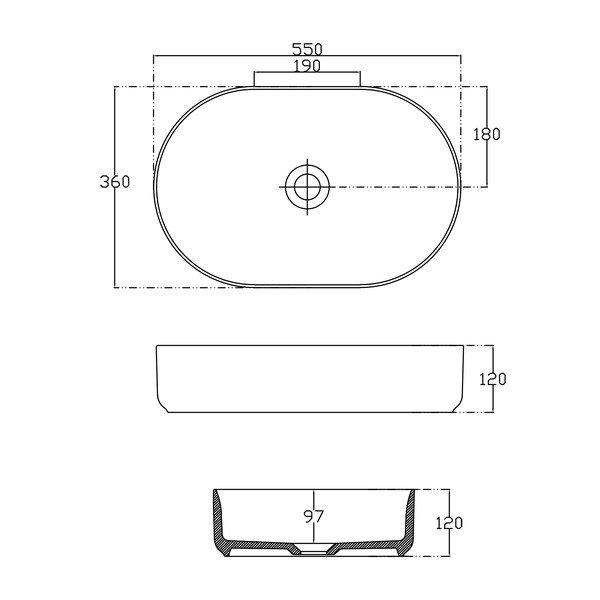 Chiuvetă din ceramică Sapho Infinity Oval, 55 x 36 cm, alb-image-3