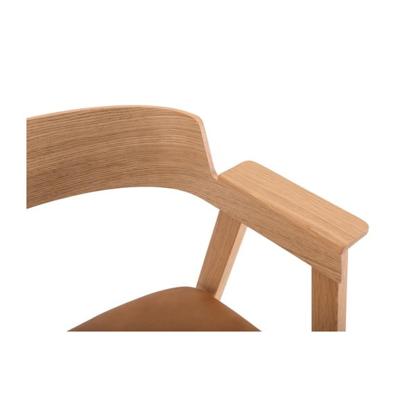 Scaun de dining maro/în culoare naturală cu cotiere din piele Flip – Gazzda-image-4