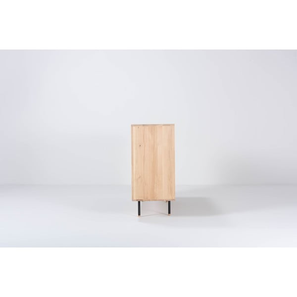 Comodă neagră/în culoare naturală joasă din lemn de stejar 176x100 cm Fina – Gazzda-image-4