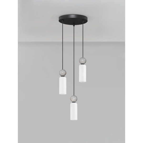 Lustră negru-mat din piatră cu abajur din sticlă ø 25 cm Filomena – Nova Luce-image-3