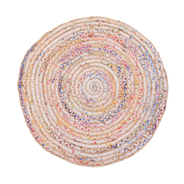 Covor din iută și bumbac InArt, ⌀ 90 cm, colorat