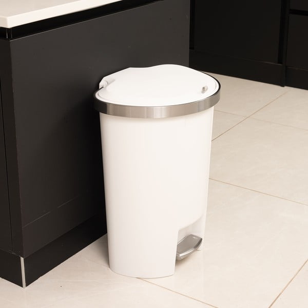 Coș de gunoi alb cu pedală din plastic 50 l – Addis-image-4