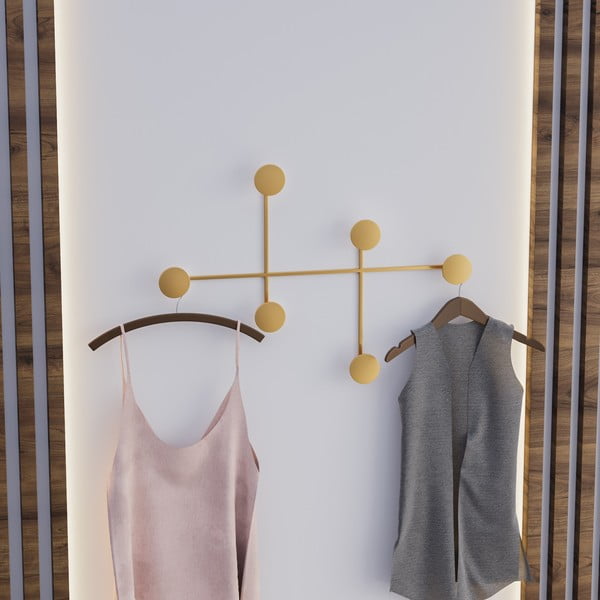 Cuier de perete auriu din metal Dama-A – Kalune Design-image-1