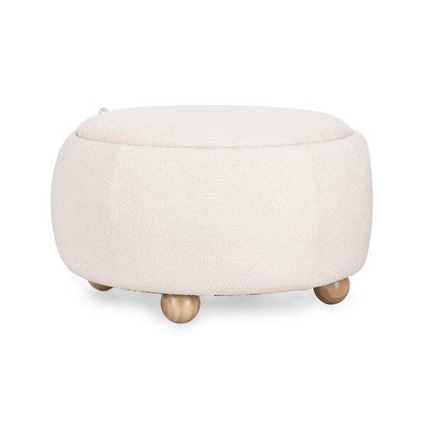 Puf crem cu tapițerie din țesătură bouclé Irisha – Bizzotto