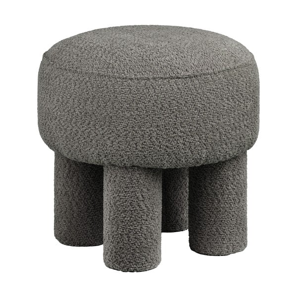 Taburet gri închis cu tapițerie din chenille Canberra – House Nordic