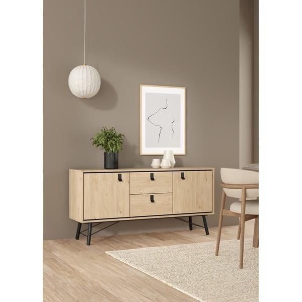 Comodă în culoare naturală cu aspect de lemn de stejar 150x72x40 cm Ry – Tvilum-image-1