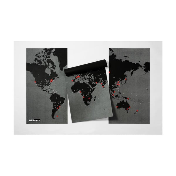 Hartă a lumii de perete Palomar Pin World XL, 198 x 124 cm, negru