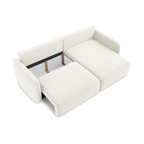 Colțar crem extensibil/cu spațiu de depozitare cu tapițerie din catifea (cu colț pe partea dreaptă/cu șezlong) Kalena – Makamii-image-4