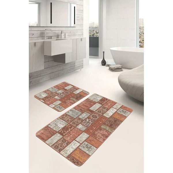 Covorașe de baie maro 2 buc. din catifea 60x100 cm – Mila Home-image-3