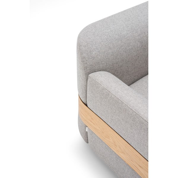 Modul de canapea gri deschis (colț stânga) din amestec de lână și in Hugg - Gazzda-image-4