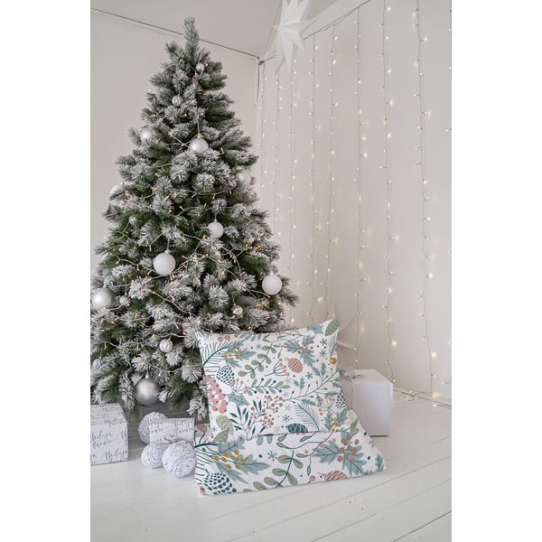 Lenjerie de pat albă/albastră din bumbac satinat pentru pat de o persoană 140x200 cm Pastel Christmas – Butter Kings-image-2