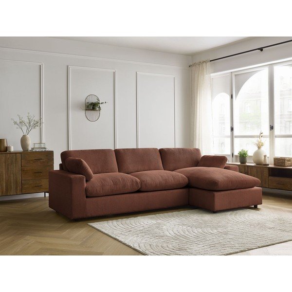 Colțar portocaliu cu tapițerie din catifea reiată Belair – Bobochic Paris-image-1