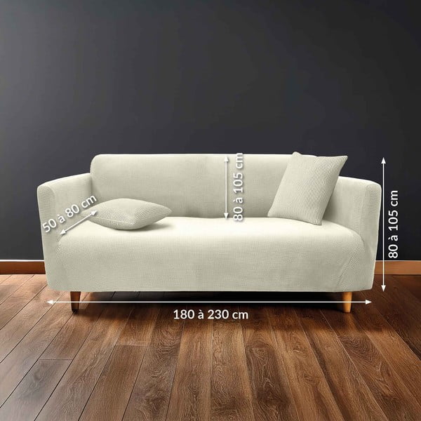 Husă crem elastică pentru canapea cu 3 locuri Sacha – douceur d'intérieur-image-1