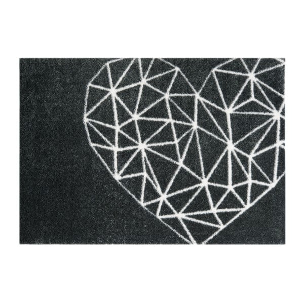 Covor ușă Hanse Home StateMat Heart, 50 x 75 cm, negru