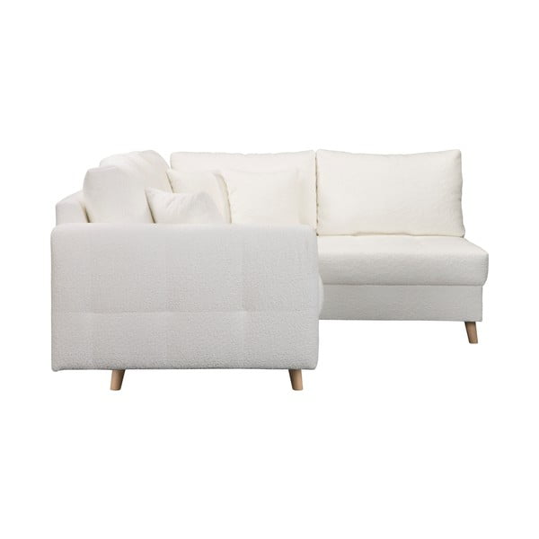 Colțar alb cu tapițerie din stofă bouclé (cu colț pe partea dreaptă) Ariella – Ropez-image-4