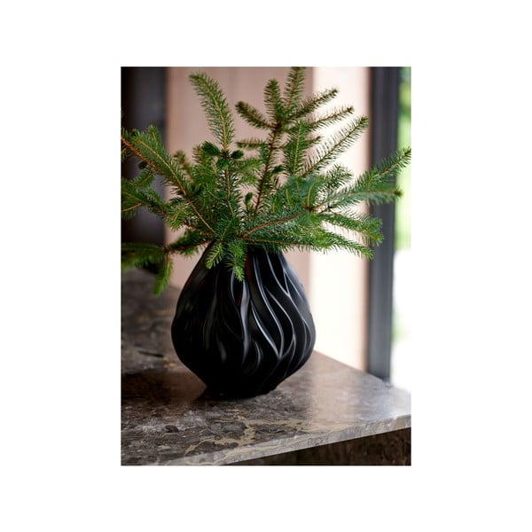 Vază din porțelan Morsø Flame, înălțime 23 cm, negru-image-3