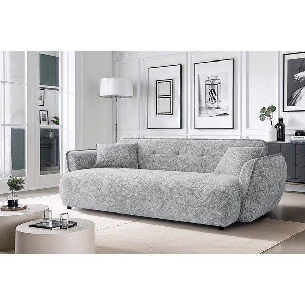 Canapea gri deschis cu tapițerie din chenille 250 cm Nelia Big – Ropez-image-1