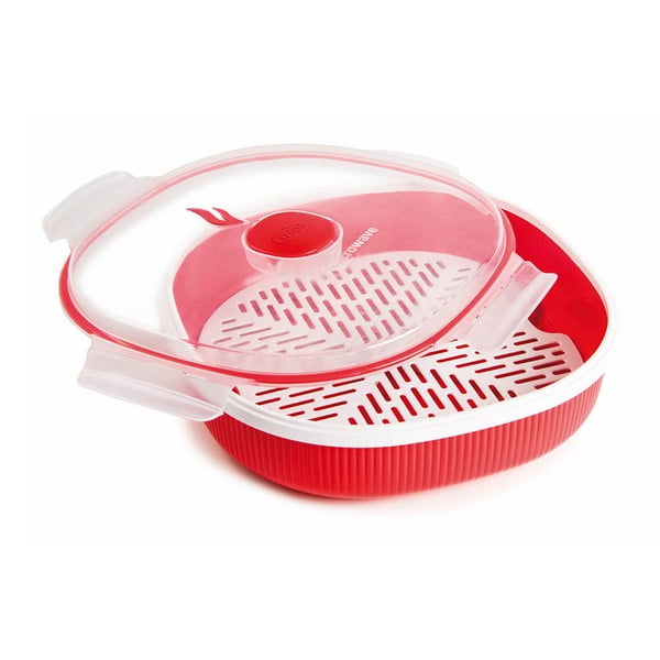 Set pentru gătirea pe aburi în cuptorul cu microunde Snips Dish Steamer, 2 l, roșu