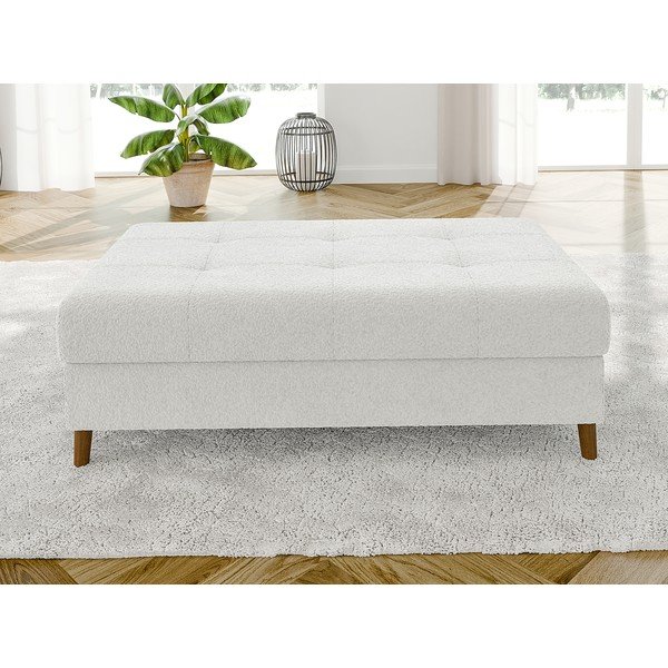 Taburet alb cu tapițerie din țesătură bouclé Ariella – Ropez-image-1