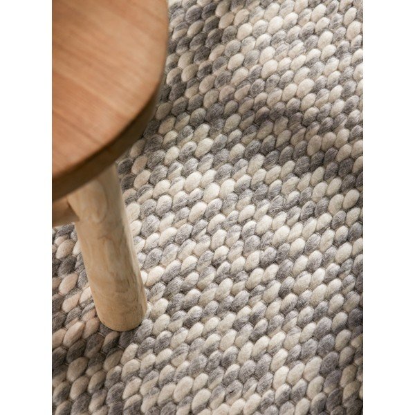 Covor gri deschis/crem țesut manual rotund din lână ø 160 cm Lyon Beans – Elle Decoration-image-1