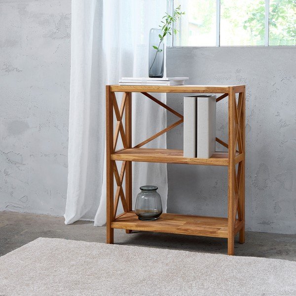 Etajeră în culoare naturală din lemn de stejar 70x87 cm X-Shelf – Unique Furniture-image-1