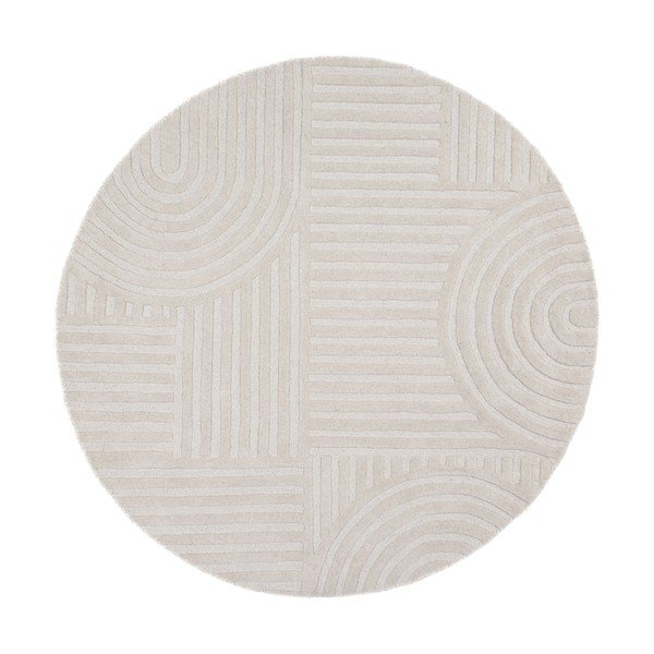 Covor fildeș țesut manual rotund din lână ø 160 cm Zen Garden – Flair Rugs