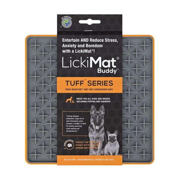 Covoraș de lins pentru animale de companie Buddy Tuff Orange – LickiMat