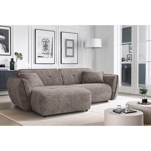 Colțar taupe cu tapițerie din chenille (cu colț pe partea stângă/cu șezlong) Nelia – Ropez-image-1