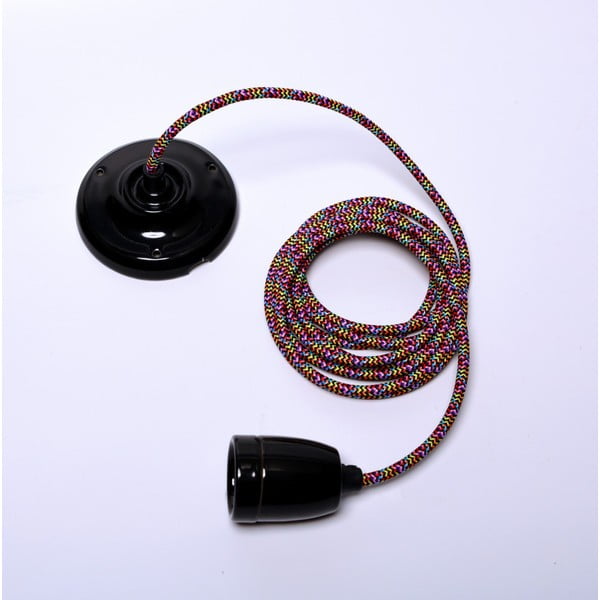 Cablu Filament Style Diamond, mufă neagră, cablu multicolor