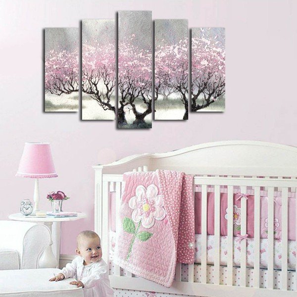 Tablou din 5 piese pe pânză Cherry Blossom-image-1