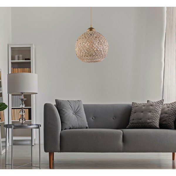 Lustră bej/aurie cu abajur din iută ø 24 cm – Opviq lights-image-1