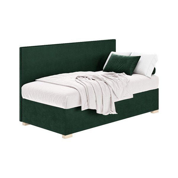 Pat pentru copii  verde închis cu spațiu de depozitare cu saltea 90x200 cm Cozi – Ghado-image-2