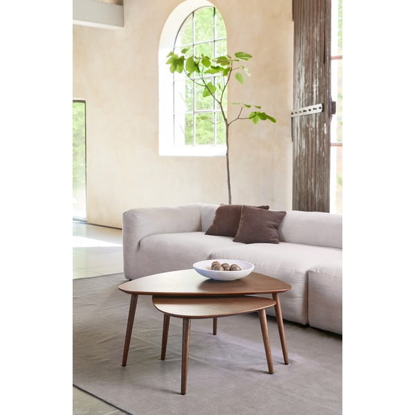 Măsuțe de cafea maro 2 buc. cu aspect de lemn de stejar 70x100 cm Adda – Unique Furniture-image-1