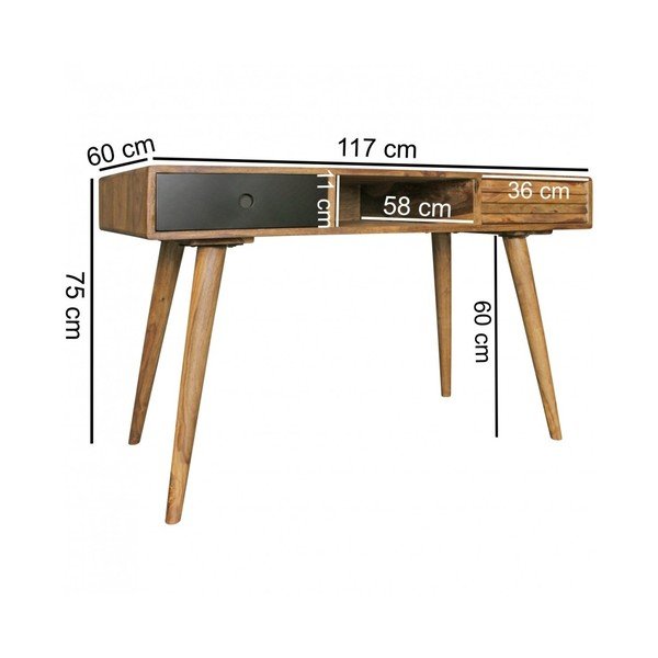 Birou din lemn masiv de palisandru Skyport REPA, 117 x 60 cm-image-4
