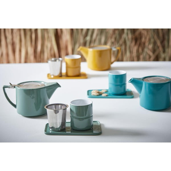 Ceainic albastru petrol din gresie 800 ml Design – Sema-image-1