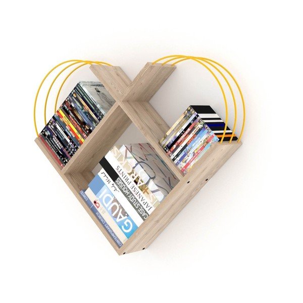 Etajeră suspendată cu aspect de lemn de stejar și detalii galbene Marly-image-1