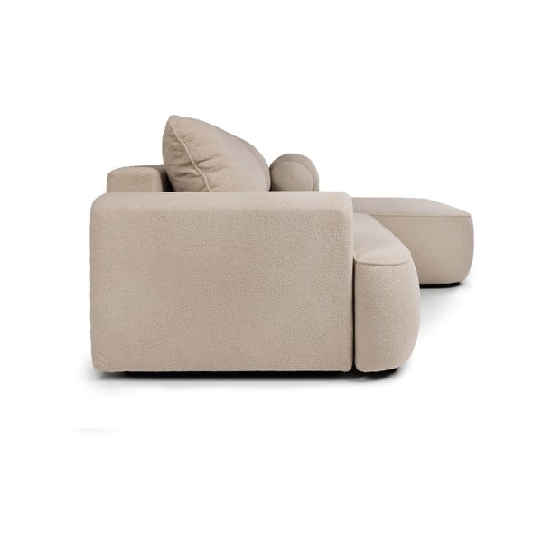 Colțar bej extensibil cu tapițerie din țesătură bouclé (cu colț pe partea dreaptă) Quinoa – Bonami Selection-image-3