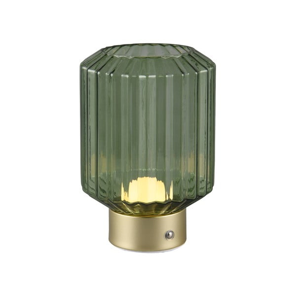 Veioză verde/aurie LED cu intensitate reglabilă cu abajur din sticlă (înălțime 19,5 cm) Lord – Trio