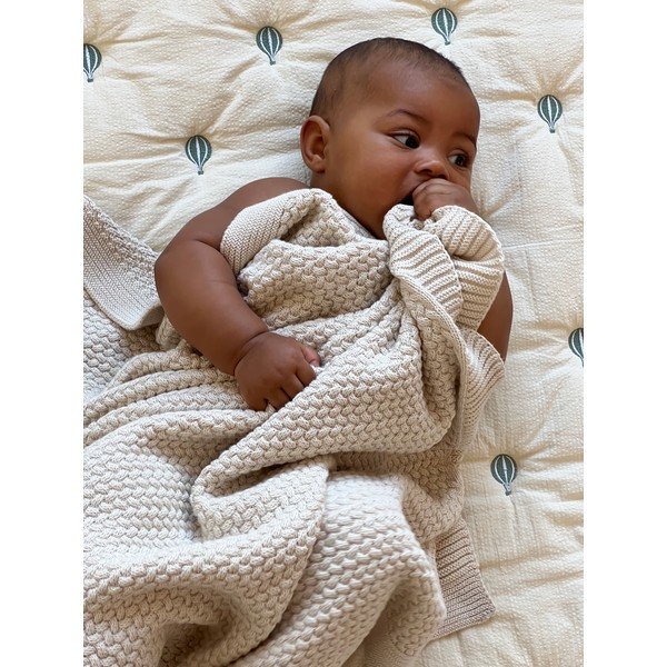 Pătură pentru copii, galben-deschis/albastră din bumbac organic matlasată 90x120 cm Balloon – Cam Cam Copenhagen-image-4