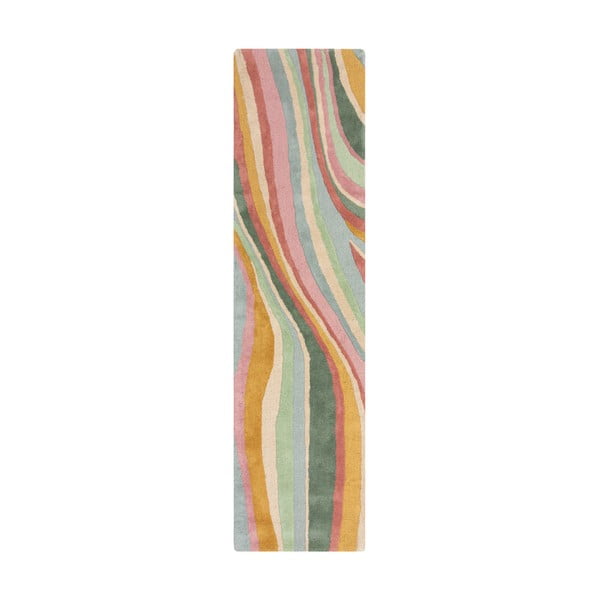 Covor tip traversă țesut manual din lână 60x230 cm Abstract Flow – Flair Rugs
