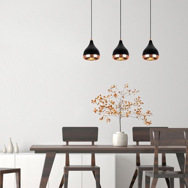 Lustră neagră/arămie cu abajur din metal Yildo – Opviq lights-image-1