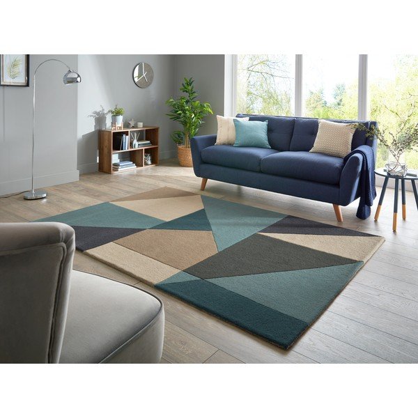 Covor din lână albastru-bej 230x160 cm Arlo Harper - Flair Rugs-image-1
