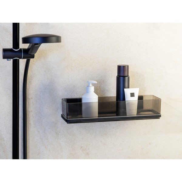 Raft pentru baie negru autoadeziv din plastic Quadro – Wenko-image-2