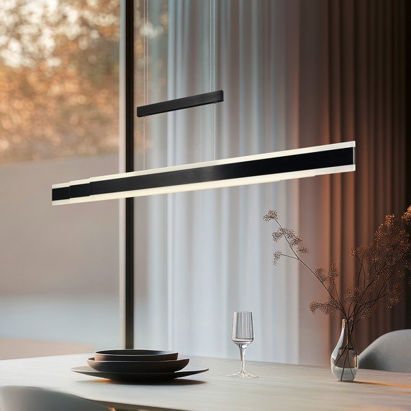 Lustră negru-mat LED cu abajur din metal Arcola – Trio-image-1