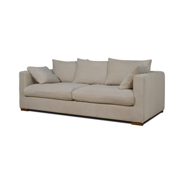 Canapea bej cu tapițerie din catifea reiată  220 cm Comfy – Scandic-image-2