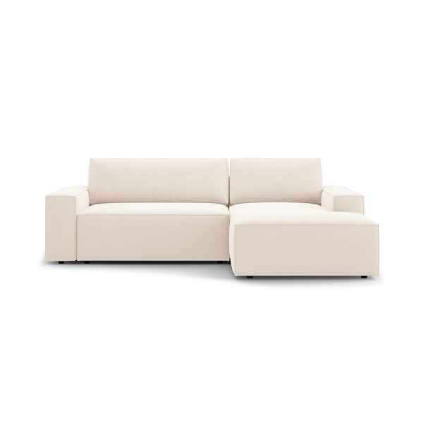 Colțar bej extensibil/cu spațiu de depozitare cu tapițerie din catifea (cu colț pe partea dreaptă/cu șezlong) Jodie – Micadoni 