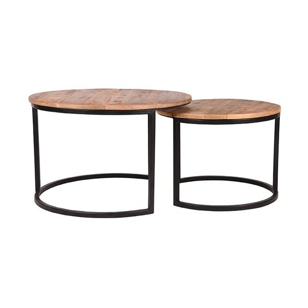 Set 2 măsuțe din lemn de mango LABEL51 Coffee, ⌀ 50 cm a ⌀ 70 cm