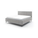 Pat matrimonial gri deschis tapițat cu spațiu de depozitare cu somieră 180x200 cm Lizzano – Meise Möbel