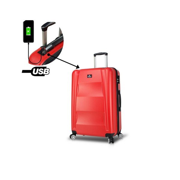 Valiză cu roți și port USB My Valice COLORS LASSO Large, roșu-image-2