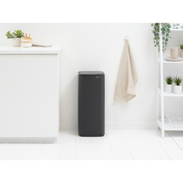 Coș de gunoi gri închis cu senzori de atingere din oțel 30 l Bo Touch – Brabantia-image-1
